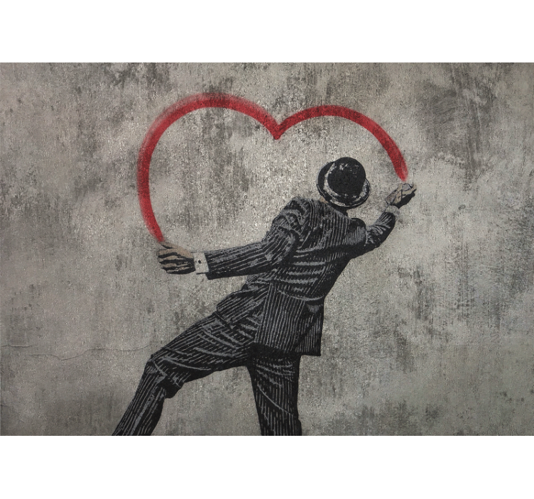 Grey blind banksy heart graffiti design - TenStickers