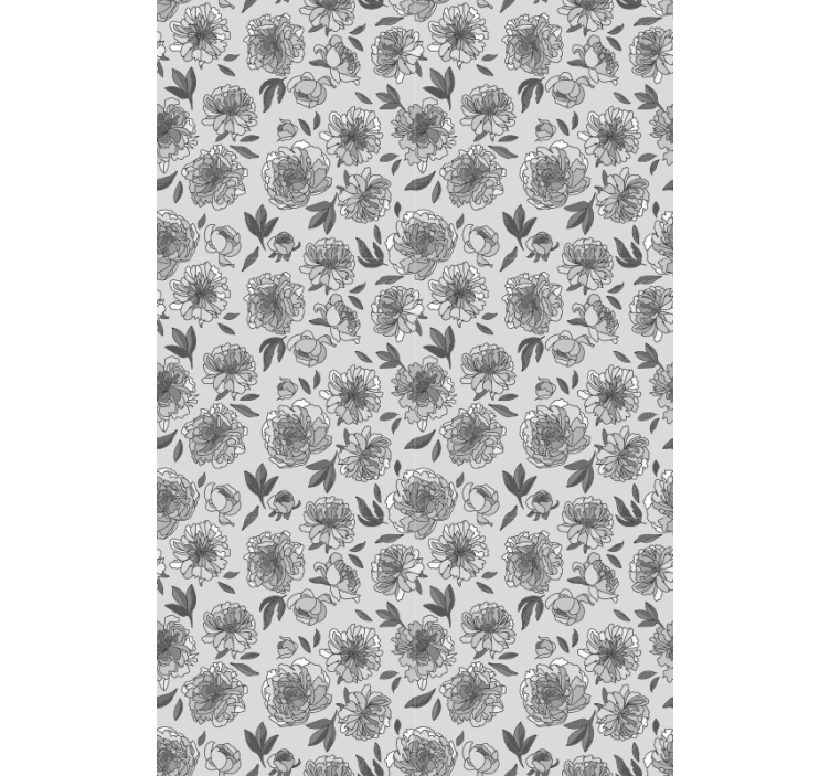 Monochrome Peony Pattern flower blind - TenStickers