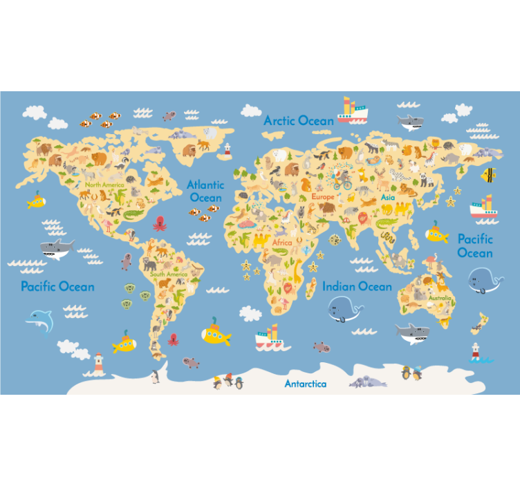 Kids English World map blind - TenStickers