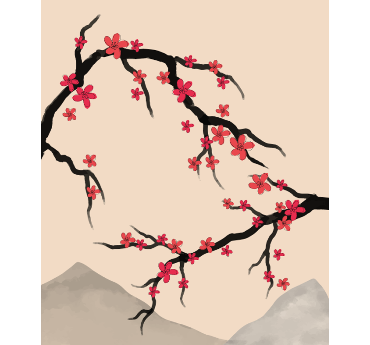 Ink cherry blossom Flower blind - TenStickers