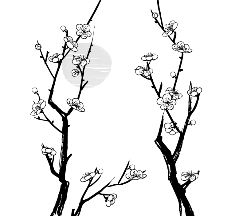 Blossoming Branches Silhouette flowers and plant blind - TenStickers