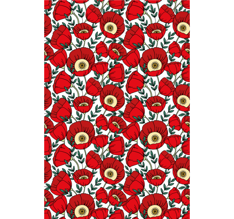 Red puppies pattern flowers and plant blind - TenStickers