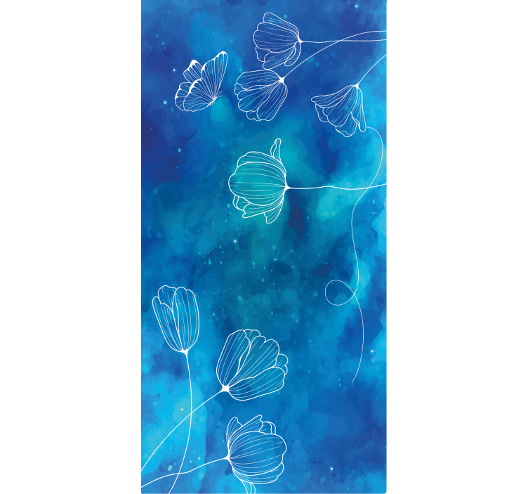 Elegant blue silhouettes flower blind - TenStickers