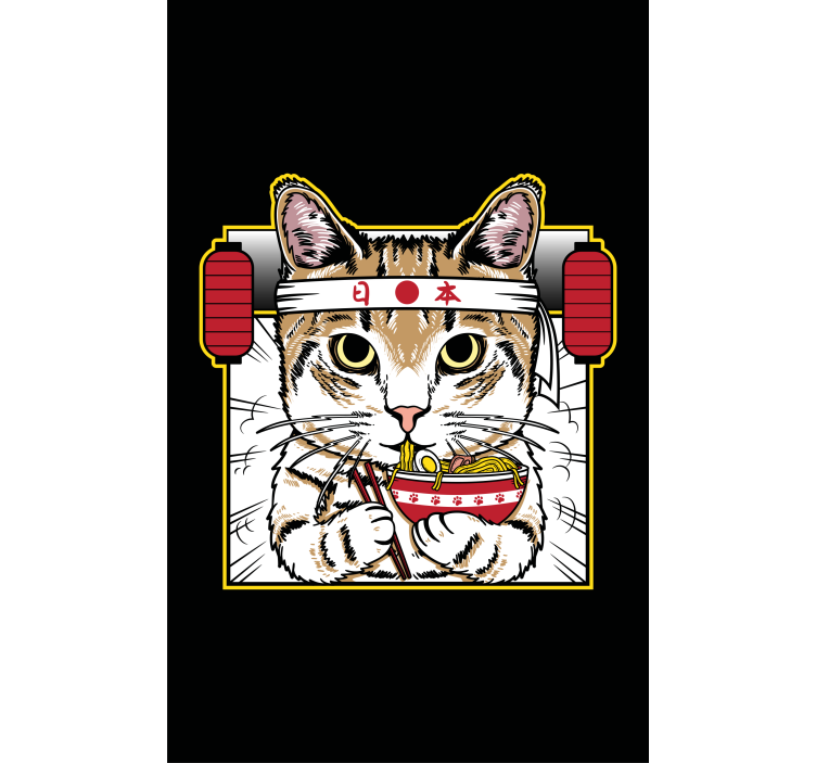 Noodle-Eating Cat animal blind - TenStickers