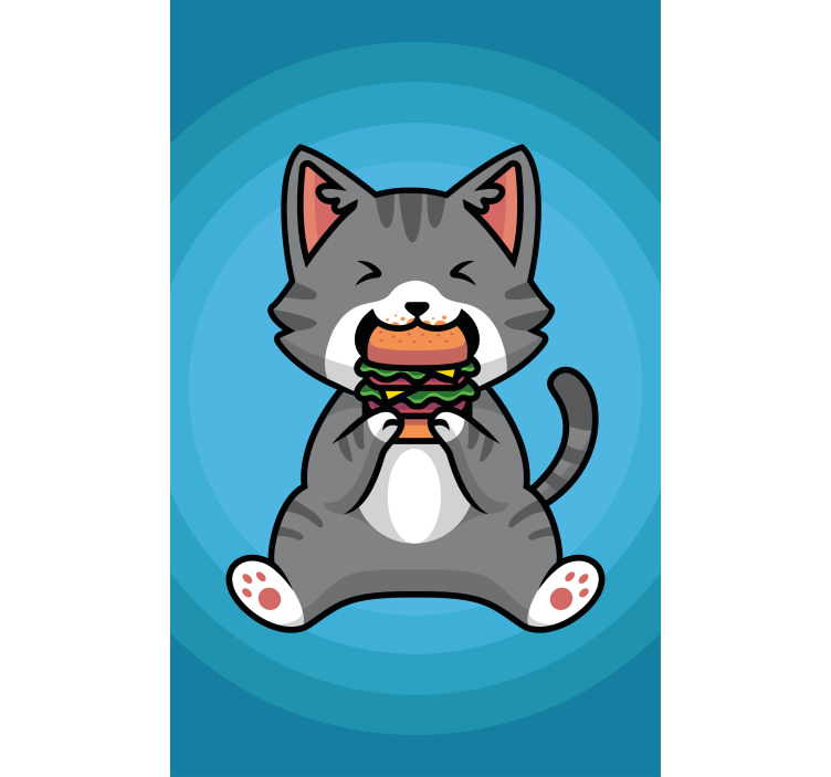 Cat eating a hamburger Childrens blind - TenStickers