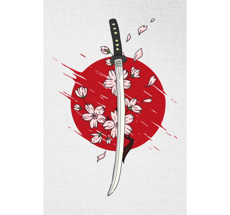 Samurai sword blossoms Blind painting - TenStickers