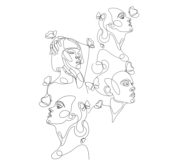 Line Art Faces Blind painting - TenStickers