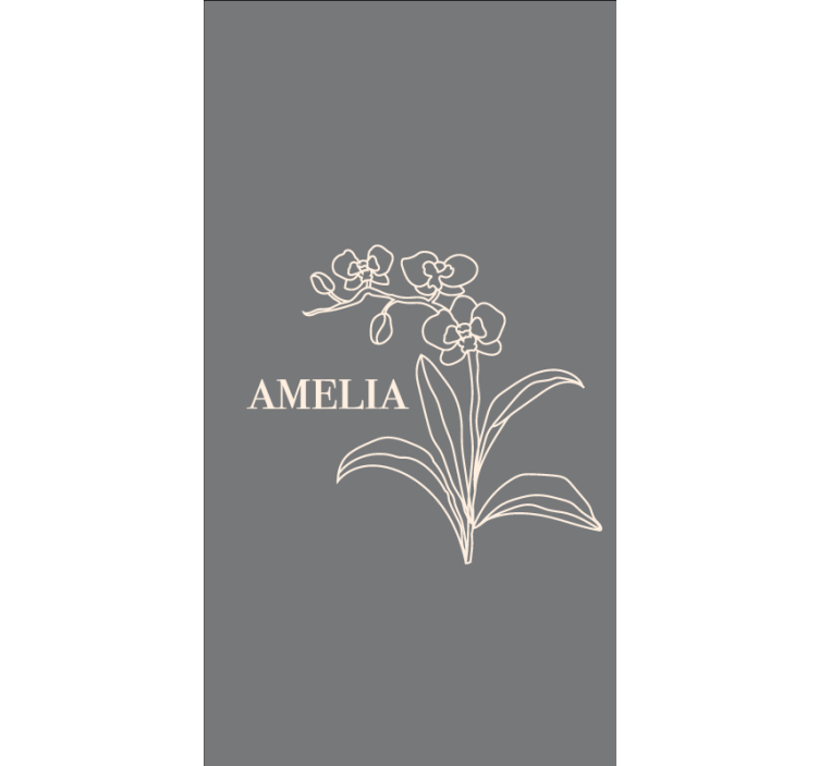 Elegant gray design with name flowers and plant blind - TenStickers
