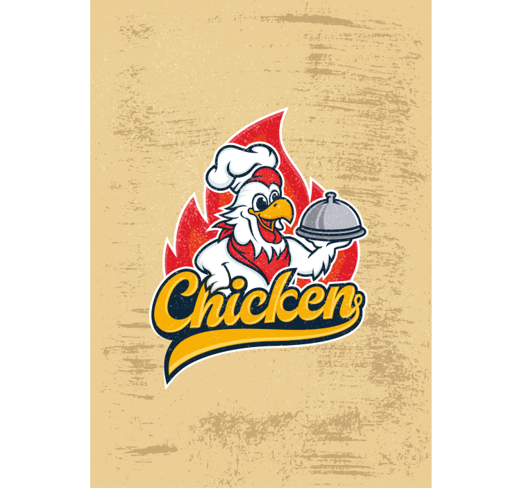 Chef chicken serving kitchen blind - TenStickers