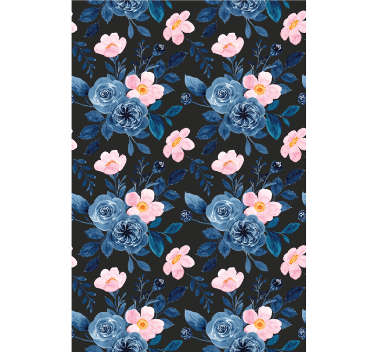 Blue floral motif flowers and plant blind - TenStickers