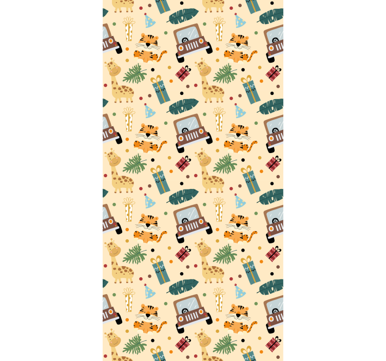 Lovely safari animals with car  Childrens blind - TenStickers