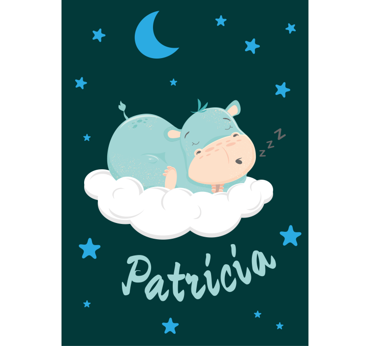 Hippo dream with name nursery blind - TenStickers