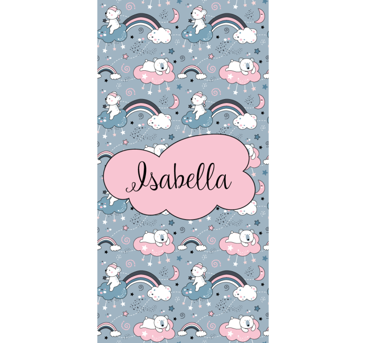 Bear rainbow with name childrens blind - TenStickers