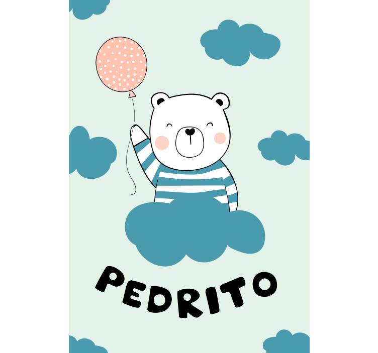 Bear with balloon and name nursery blind - TenStickers