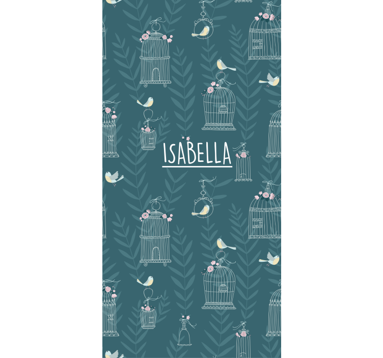 Blue birdcages with name childrens blind - TenStickers