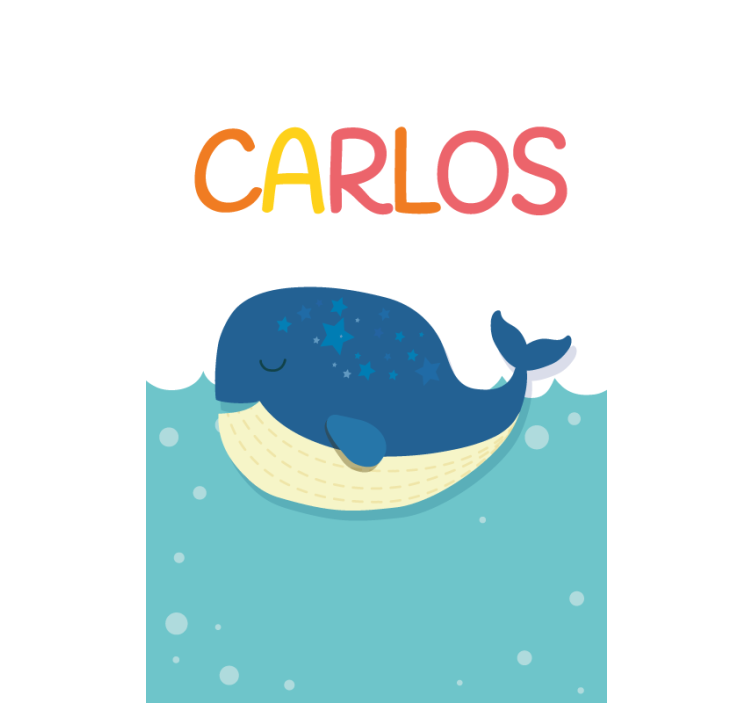 Sleeping Whale With Name childrens blind - TenStickers