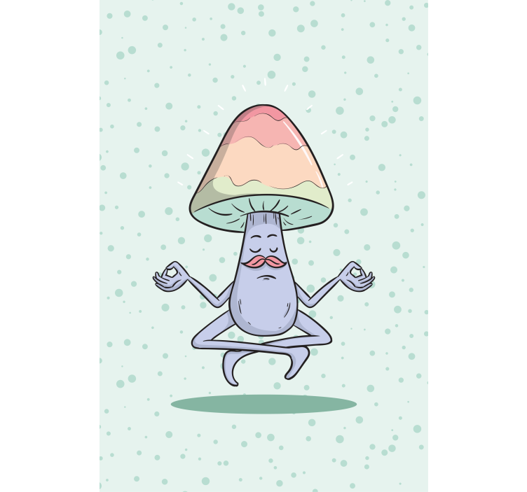 Meditating Mushroom Character funky roller blind - TenStickers