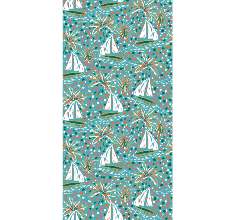Sailing Boats and Palms flower blind - TenStickers