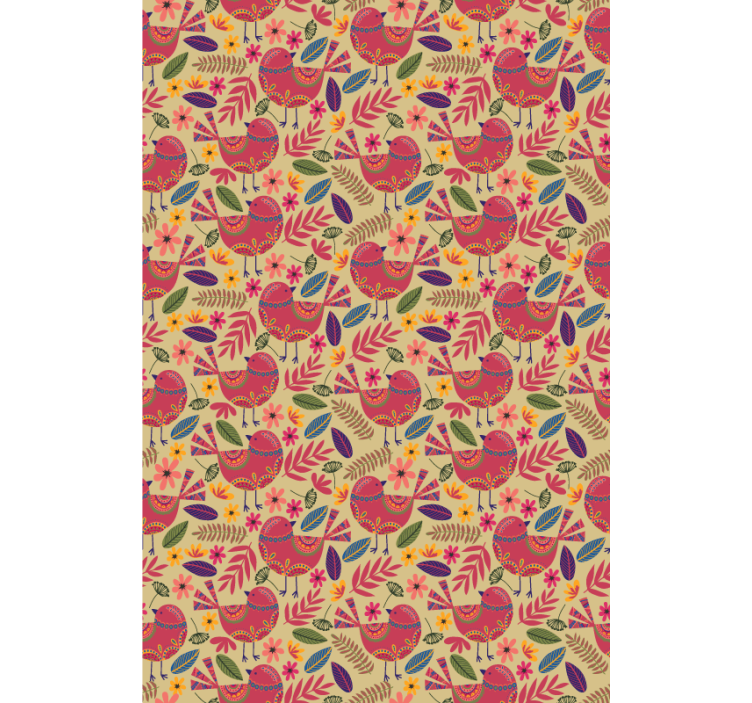 Colorful birds folk art pattern Flower blind - TenStickers