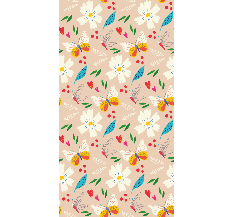 Beige floral pattern butterfly blind - TenStickers