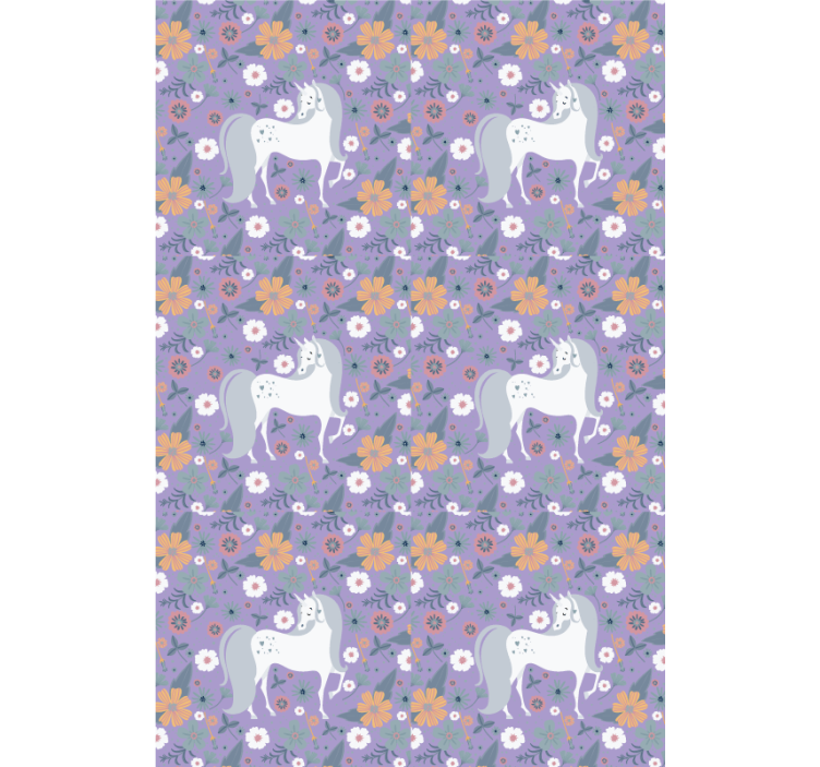 Purple unicorns and flowers childrens blind - TenStickers