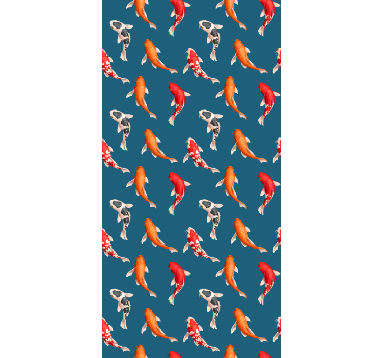 Koi fish pattern blue background Bathroom blind - TenStickers