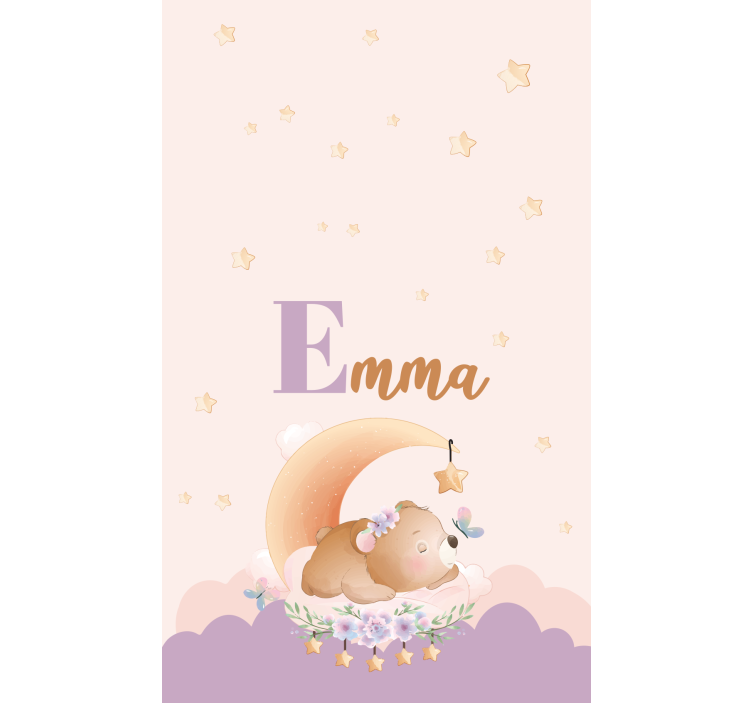 Sleeping bear with name childrens blind - TenStickers