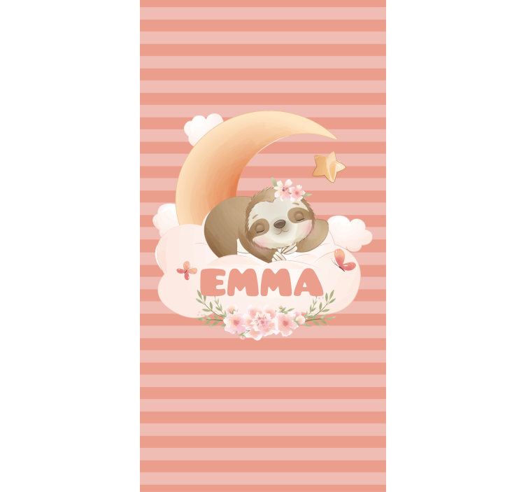 Name with sloth and moon childrens blind - TenStickers
