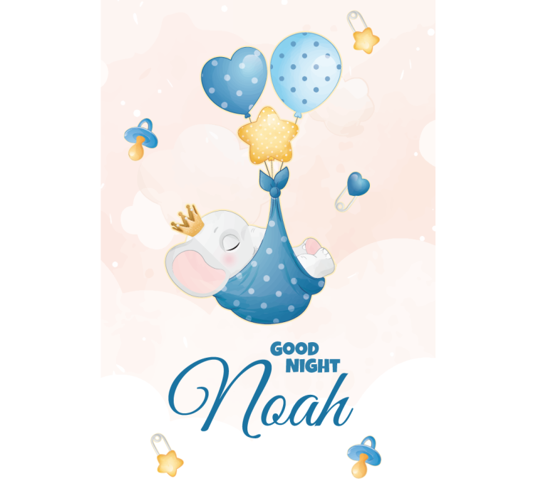 Good night elephant with name nursery blind - TenStickers