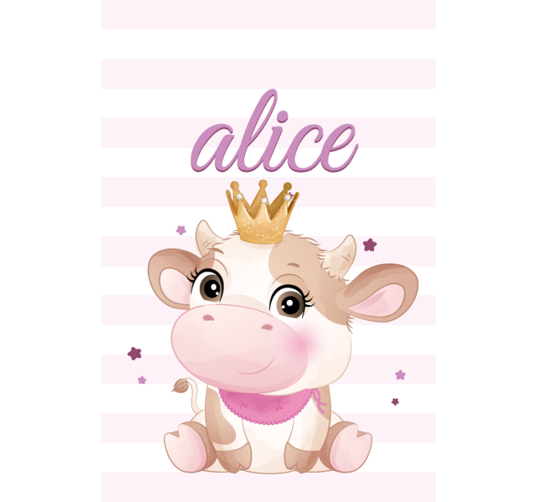 Crowned Cow With Name nursery blind - TenStickers