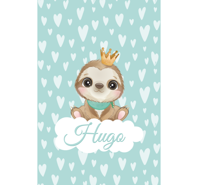 Sloth with crown and name childrens blind - TenStickers