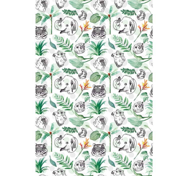 Green jungle animals childrens blind - TenStickers
