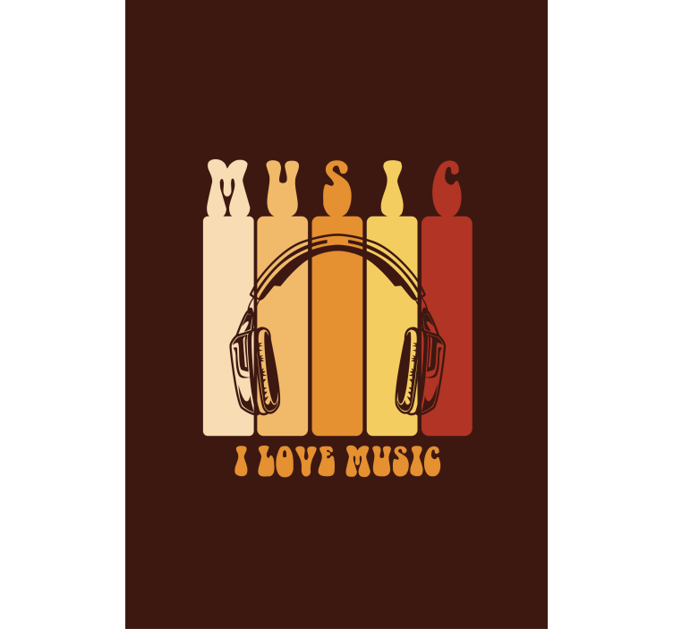 Music headphones design text roller blind - TenStickers