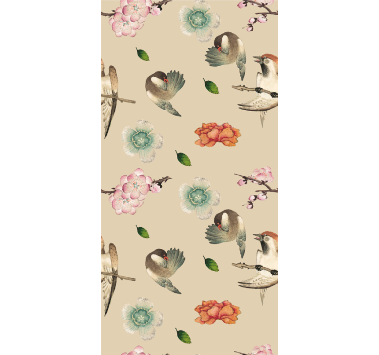 Beige avian design flowers and plant blind - TenStickers