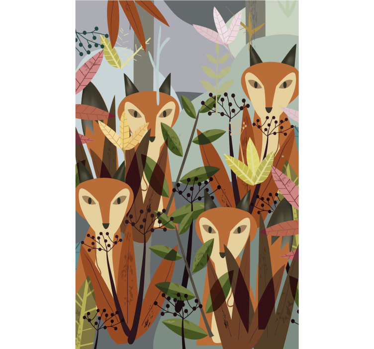 Charming foxes amidst foliage animal blind - TenStickers