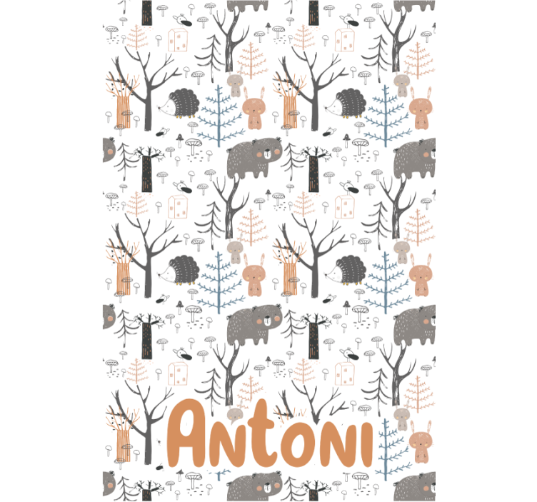 Nordic animals with name childrens blind - TenStickers