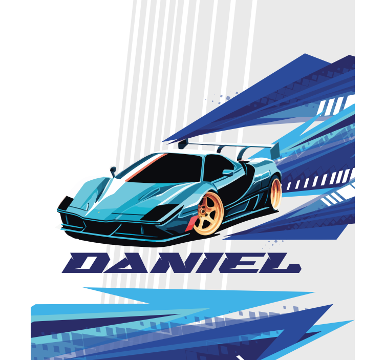 Blue race car customised roller blind - TenStickers