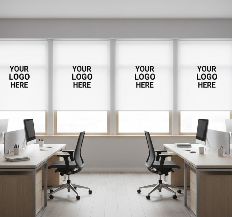 Office blind with custom business logo - TenStickers