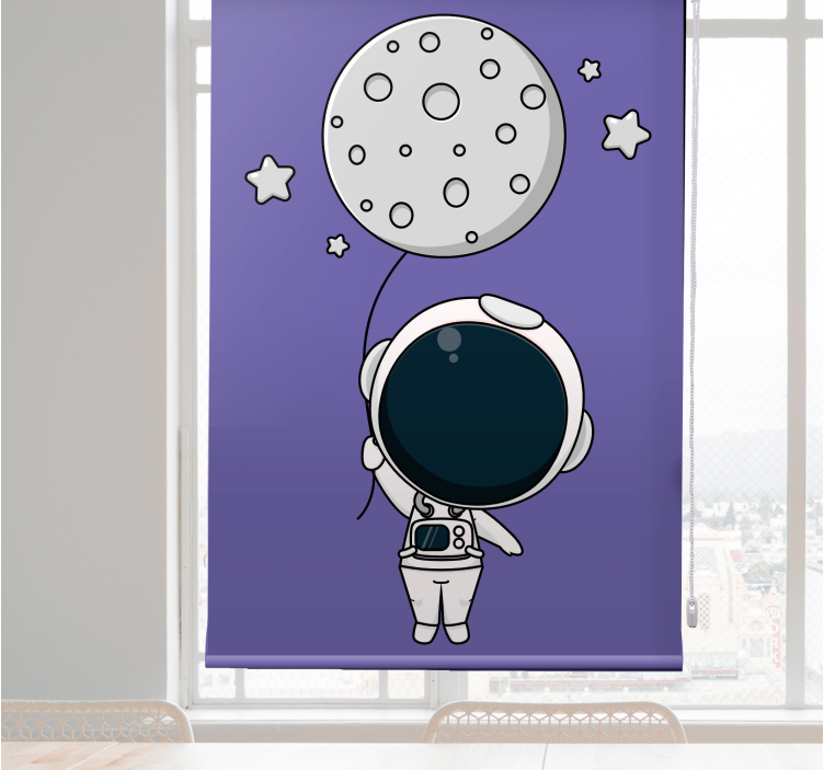 Astronaut holding moon funky roller blind - TenStickers