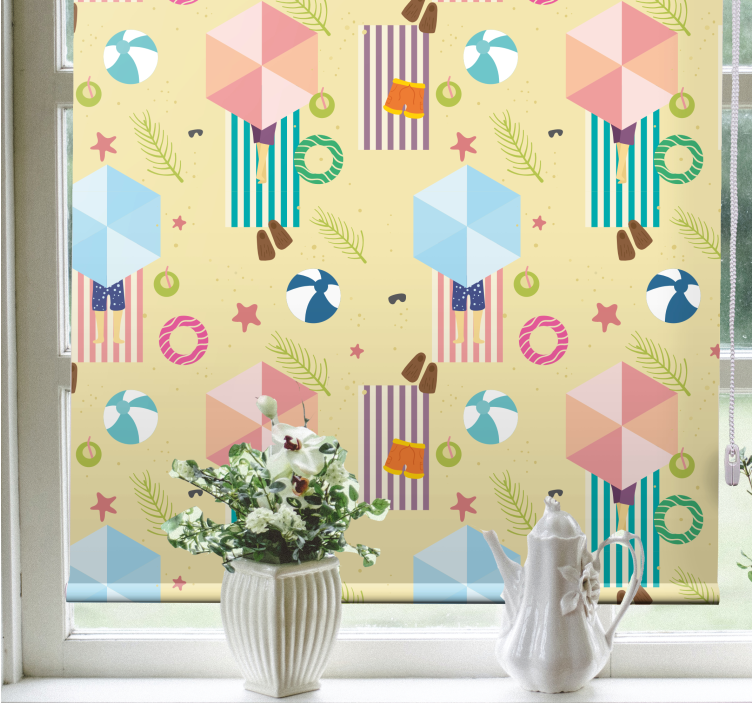 Beach umbrella motif funky roller blind - TenStickers