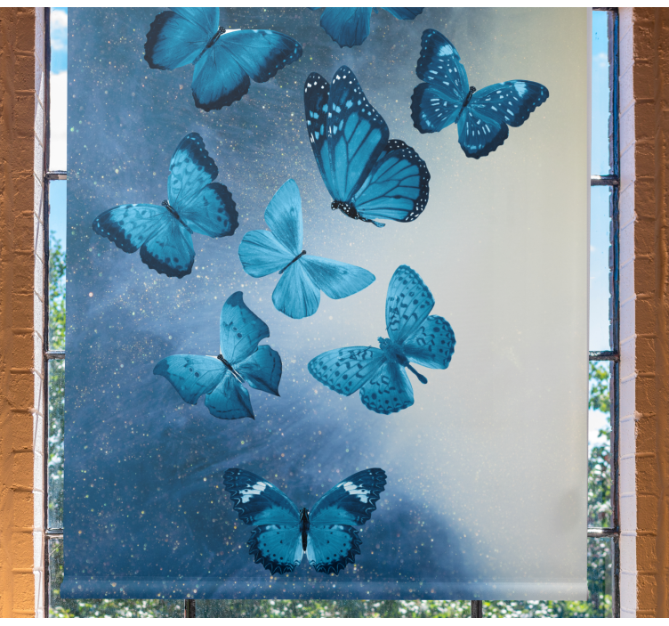 Blue flying motif butterfly blind - TenStickers