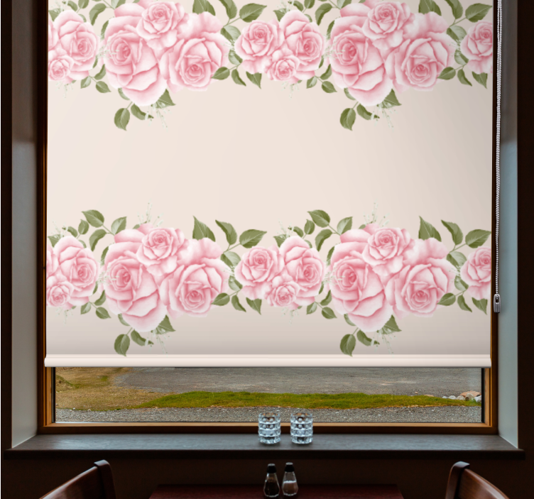 Beautiful Pink Roses flowers and plant blind - TenStickers