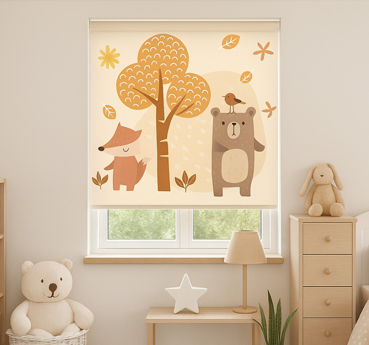 Beige forest animals childrens blind - TenStickers