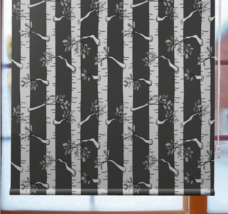 Birch Black and Grey Pattern tree roller blind - TenStickers
