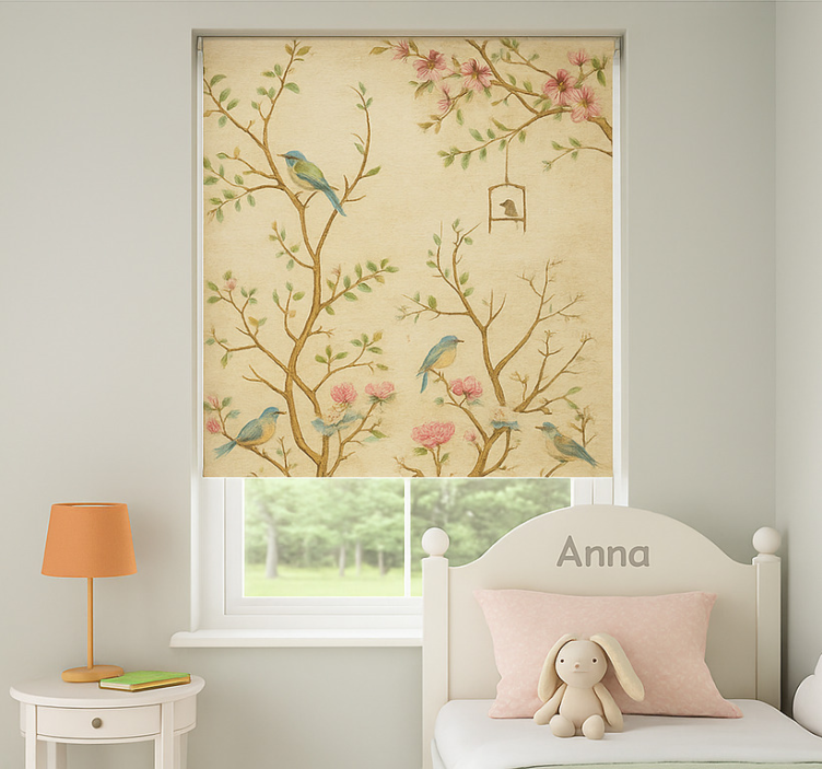 Birds blossoms branches childrens blind - TenStickers