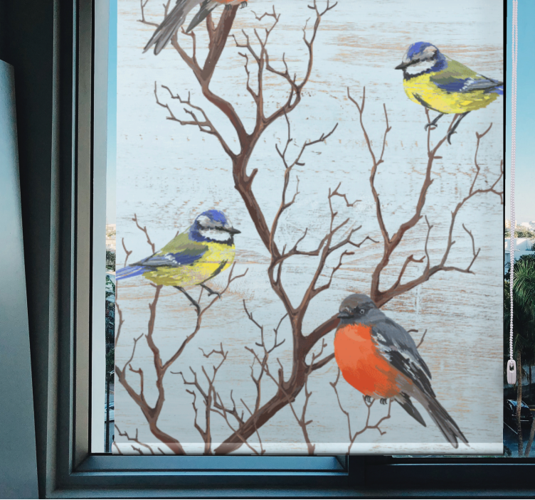Birds on branches tree roller blind - TenStickers