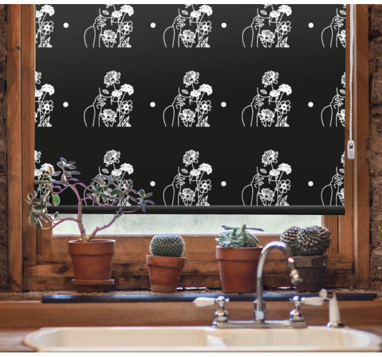 Black and White Silhouette flower blind - TenStickers
