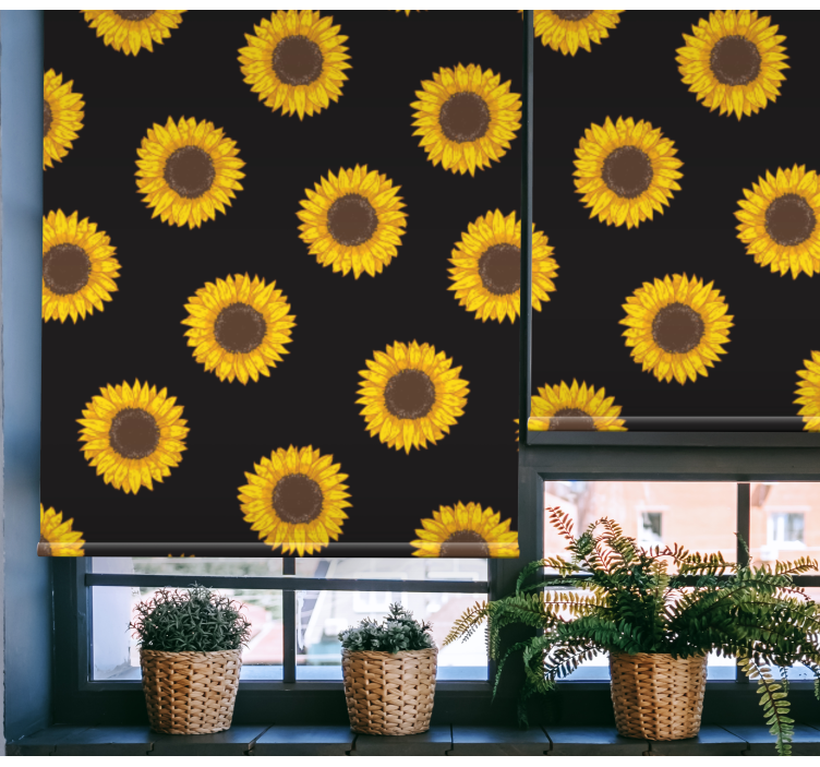 Black and yellow sunflowers flowers and plant blind - TenStickers
