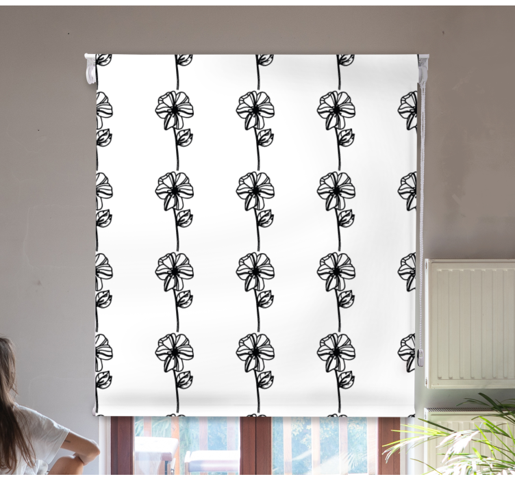 Black vertical flowers flower blind - TenStickers