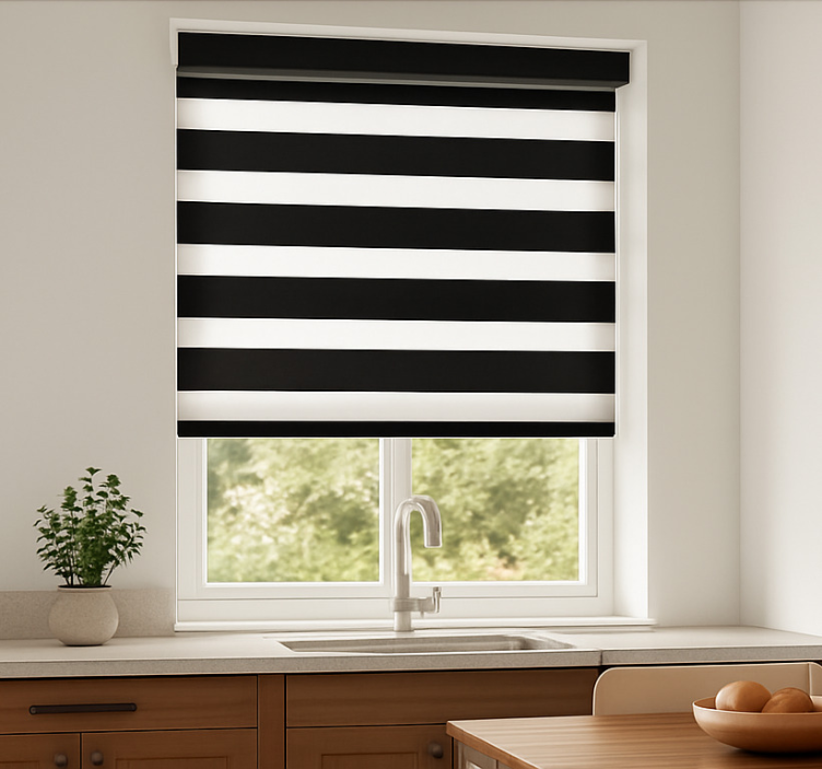 Black and white stripes kitchen blind - TenStickers
